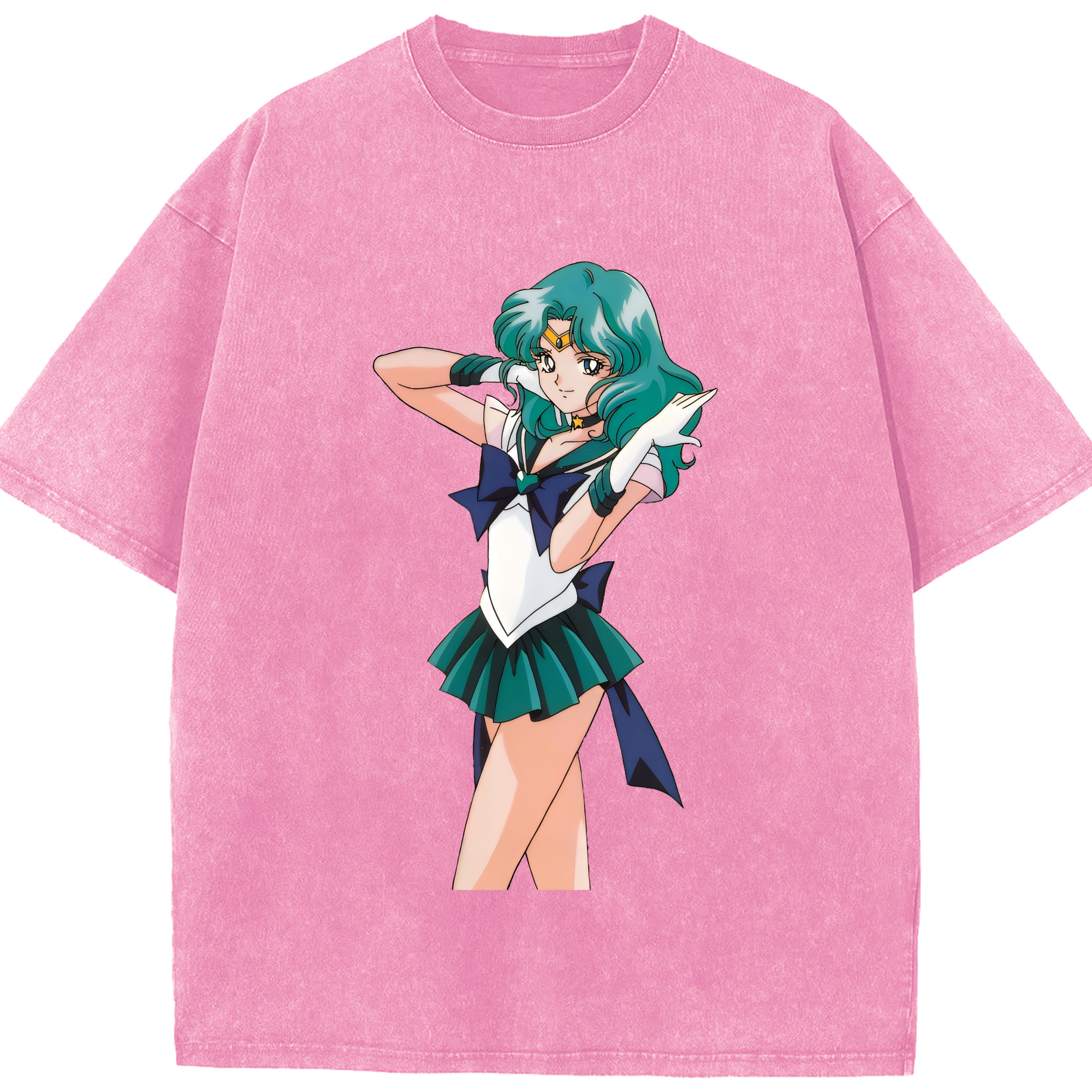 （画像用） 美少女戦士セーラームーン 海王 みちる（かいおう みちる） Sailor Moon Kaiou Michiru 綿100% ヴィンテージ風 半袖Tシャツ（フロントプリント）